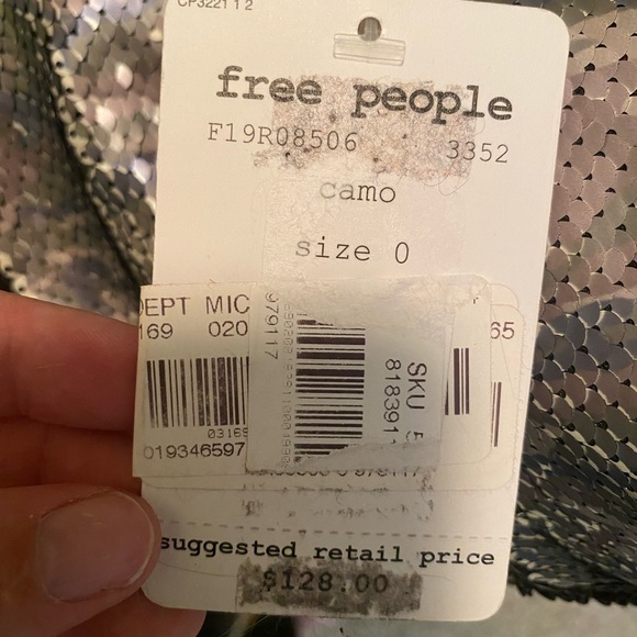 Free People Mini Skirt Sequins Camoflauge and Black Reversible Size 0 NWT - Picture 7 of 12